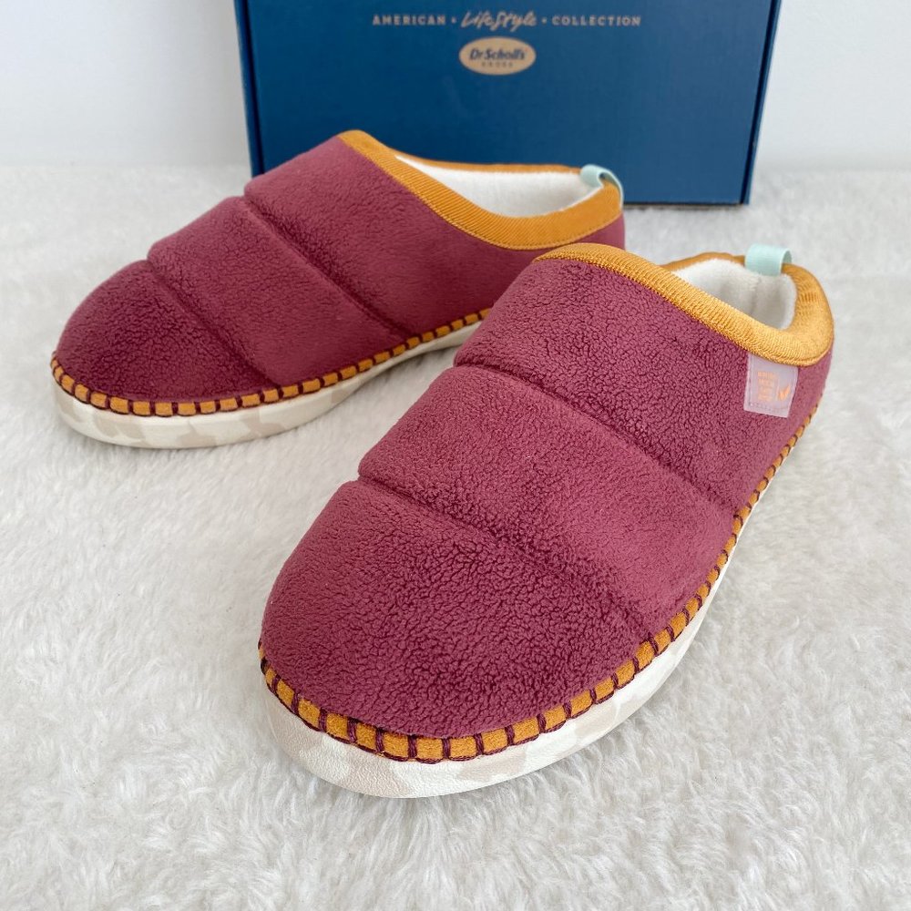 DR. SCHOLL'S Women's Cozy Vibes Slippers, Shearling, Burgundy, Size 8/8.5/9/9.5